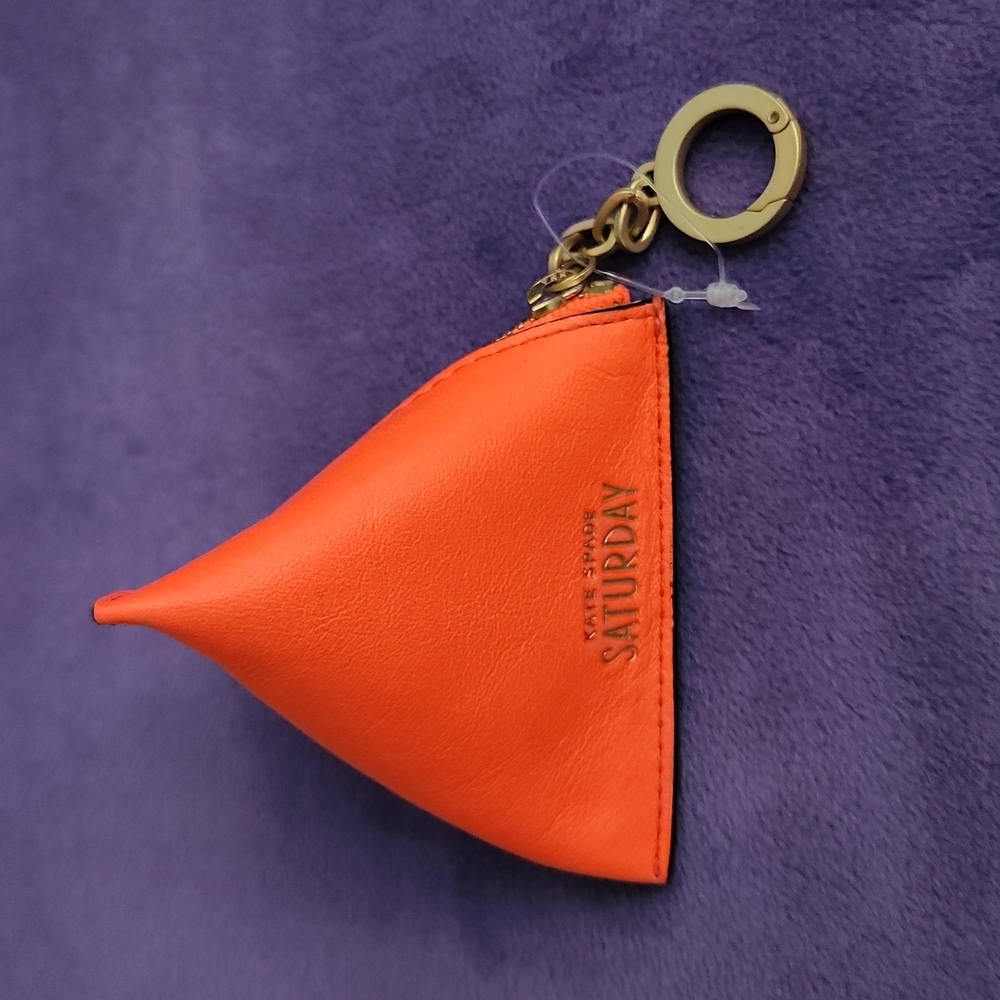 Kate Spade Saturday Orange Leather Coin Purse Keychain